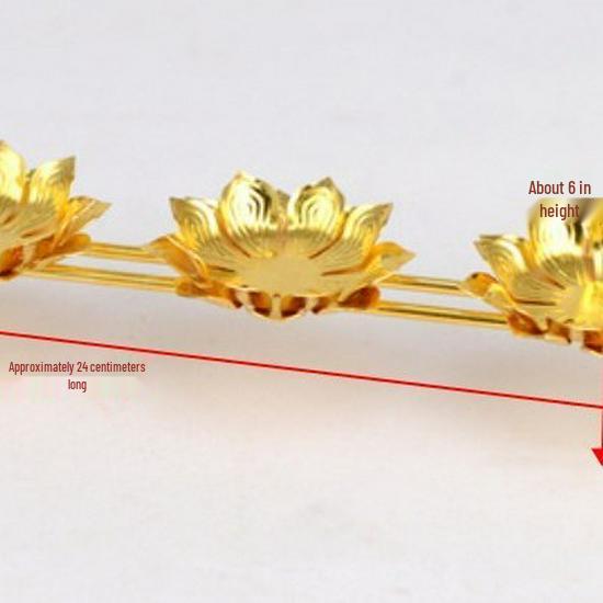 Buddhist Ghee Lamp Holder - Seven Stars Oil Lamp with Lotus Design for Temple Offerings and Everlasting Candle Display.