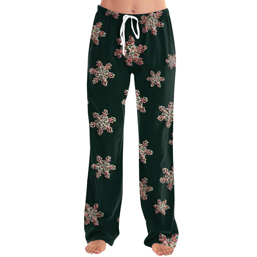 Dámské ležérní kalhoty se stahovací šňůrkou s vánočním potiskem