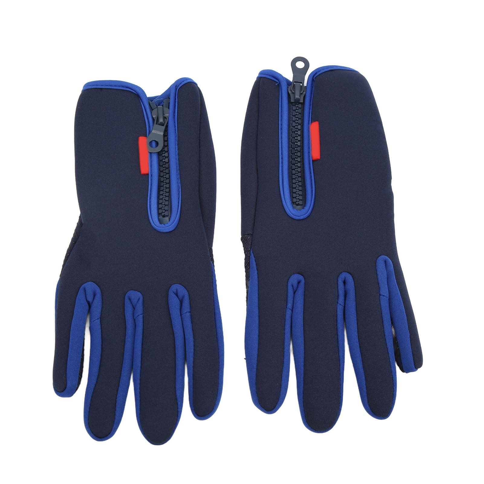 1 Pair Winter Screentouch Gloves Fleece Thermal Windproof with Zipper for Men Women Running Cycling Skiing S