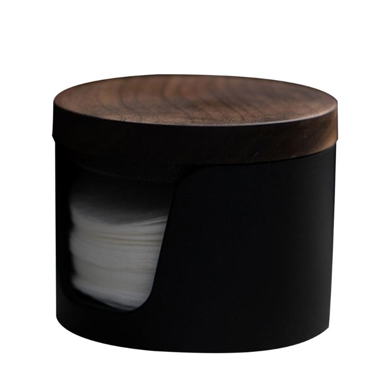 

Elegant Coffee Filter Paper Holder 120 Round Filters Paper Case Filter Paper Holder Wood and Metal Texture for Coffee чорний