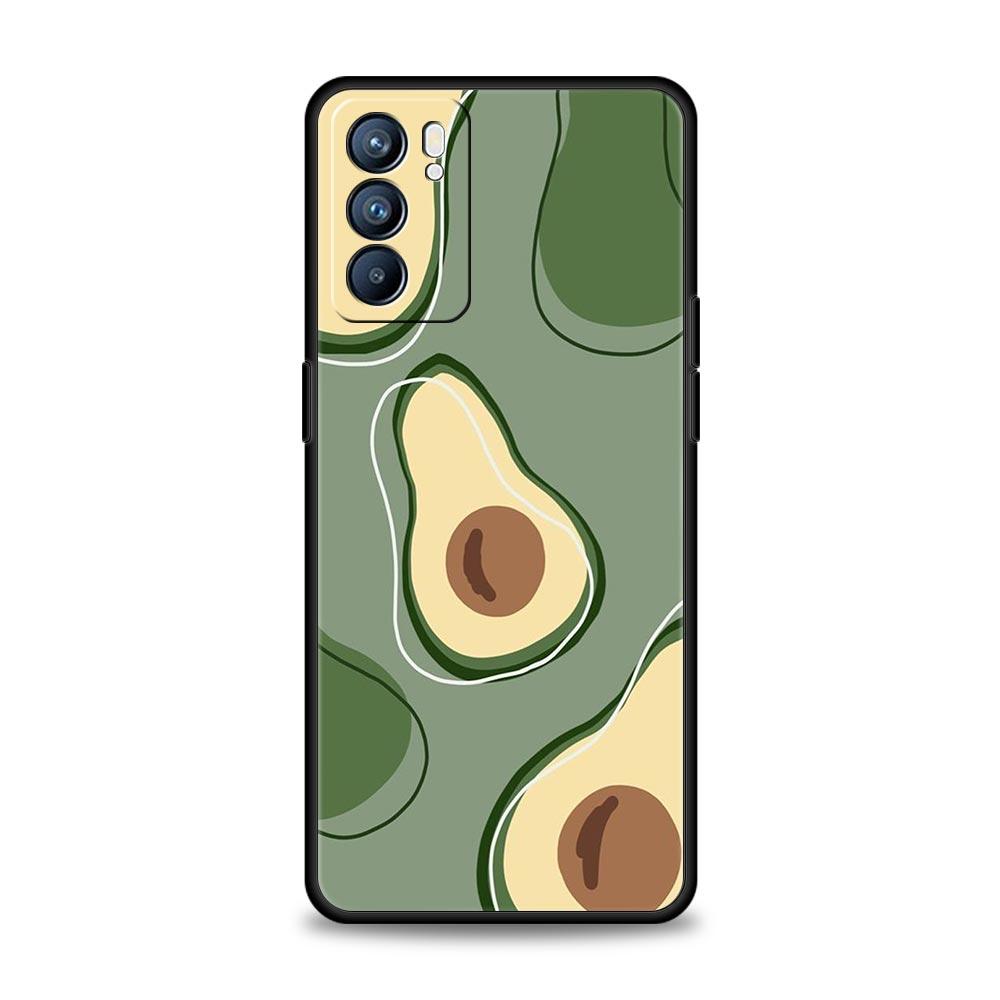 Cute Avocado Phone Case For Oppo A17 A31 A54 A57 A78 A79 A98 Find X5 X6 Reno 6 7 8 10 11 12 13 F Pro 5G Soft TPU Cover Funda Bag
