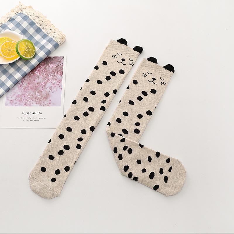 Girls' Cute Cartoon Cotton Knee-High Socks - Japanese Style for Spring & Autumn