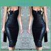 Fashion Women Pu Leather Bandage Bodycon Sleeveless Mini Dress For Club And Party Events