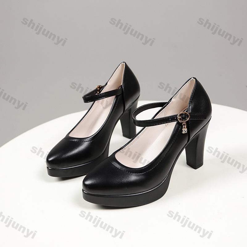 Fashion Ankle Strap Platform Pumps for Women 2025 Spring New Design Comfortable Leather Shoes Woman Super High Heels Dress Single Shoe