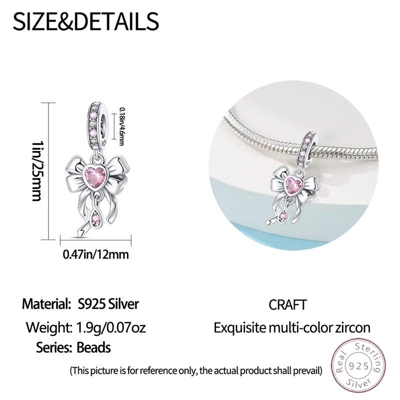 100% Copper Bowknot Pink Sparkling Zirconia Beads 3Mm Diy Holiday Exquisite Jewelry Gift Making