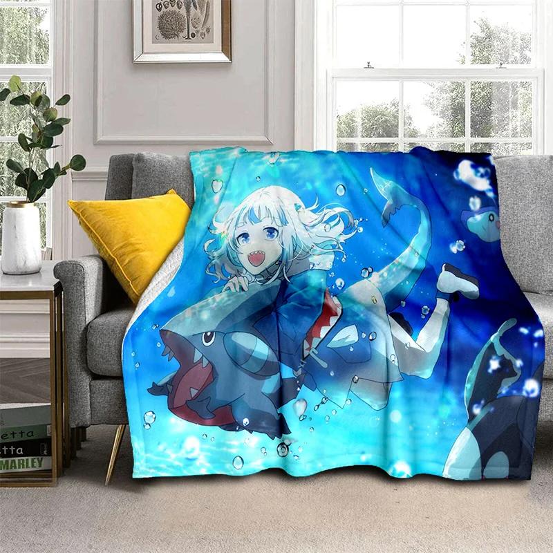 3D Cute Gawr Gura Hololive Cartoon Blanket,Soft Throw Blanket for Home Bedroom Bed Sofa Picnic Travel Office Cover Blanket Kids