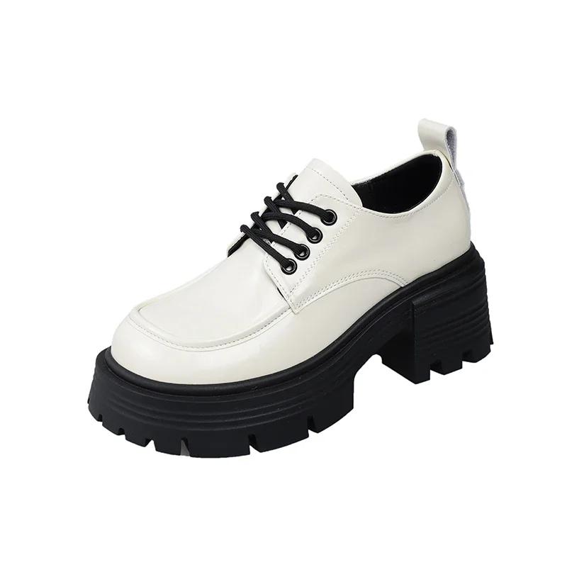 2024 Women's Spring and Autumn New Casual Retro Shoes Thick Heel Thick Sole Women's Shoes British Style Small Leather Shoes
