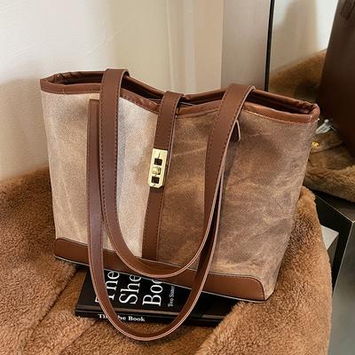 This Year'S Popular Contrasting Color Bags, Women'S Retro Handbags, Women'S High-End Shoulder Bags, Large-Capacity Pass