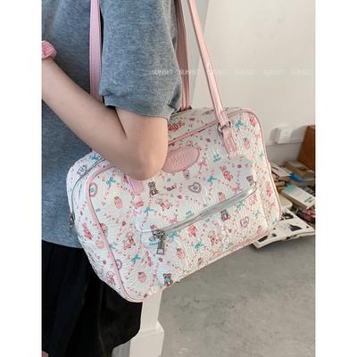 Cartoon Cute Printed Briefcase Bag Women 2025 New Summer Fashion Korean Version Multi-functional Shoulder Backpack