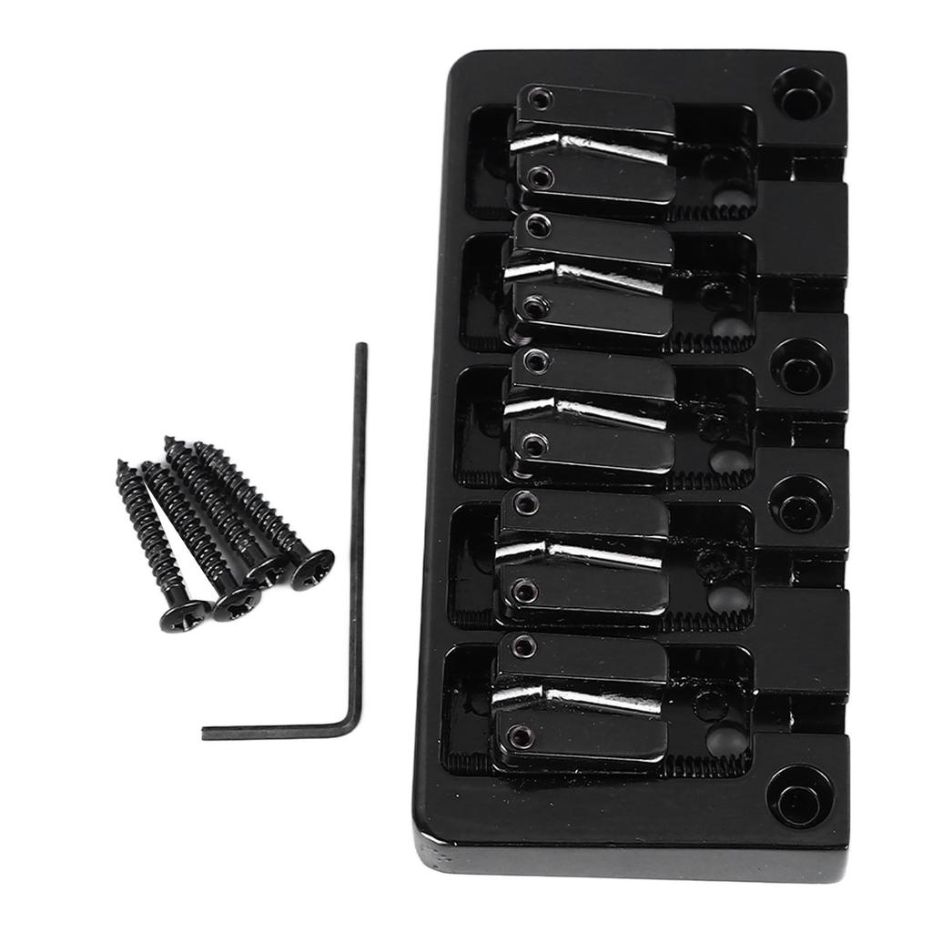 Bass Bridge Flip Top Micro Adjustable 5 String Bass Bridge Replacement for Practice Performance Black