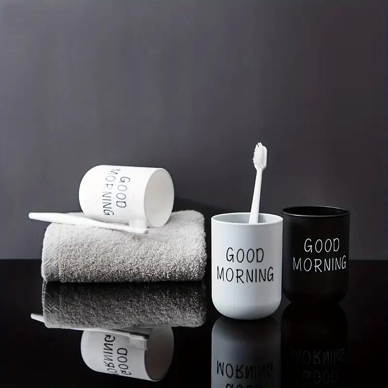 1pc/2pcs/3pcs Slogan Graphic Mouthwash Cup, Simple Couple Toothbrush Cup, Plastic Gargle Cup, Bathroom Tumbler, Bathroom Accesso