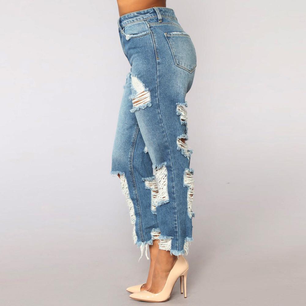 Dámské úzké džínové džínové džíny s vysokým pasem Stretch tenké kalhoty Džíny po lýtka