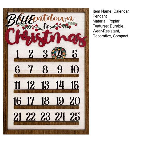 Stylish Wall Hanging Calendar Sign Calendar 25 Christmas Countdown Decor Wooden Days Advent with Nordic
