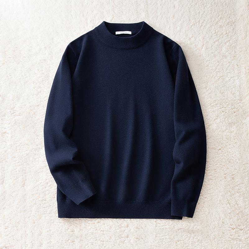 CamatKilly Men s Warm Wool Knitwear: Black Half-High Collar Sweater, Skin-Friendly and Comfortable 4XL