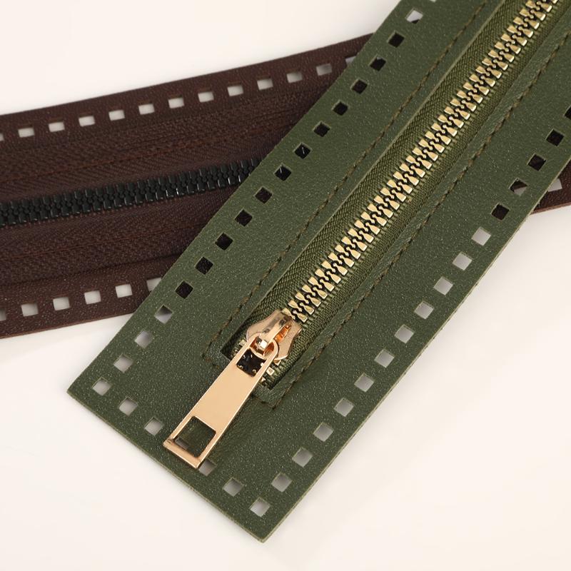 27 cm doppelseitige Leder-Reißverschluss-Utility-Handtasche Leder-Reißverschluss-Utility-Häkeltasche Beschläge Solider Reißverschluss Nähzubehör