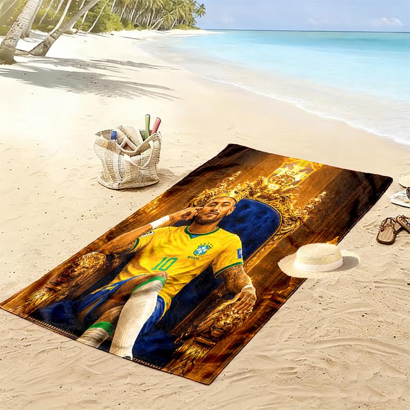 Asciugamano da Spiaggia con Stampa di Neymar, Asciugamano Grande Morbido ad Asciugatura Rapida per Spiaggia Campeggio Nuoto
