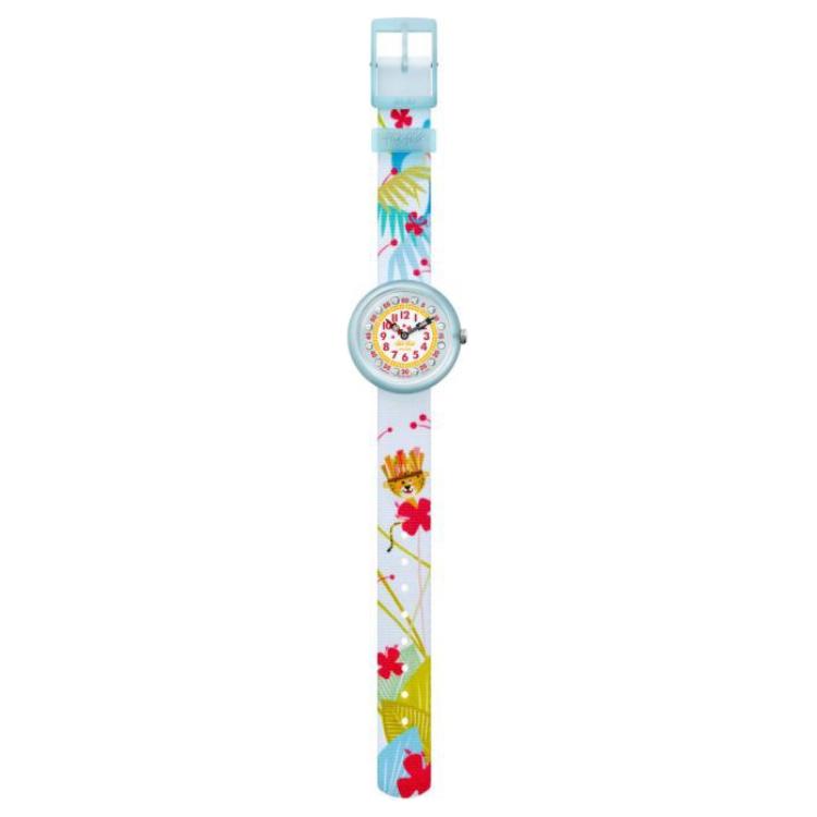 Swatch Flik Flak Quartz Movement 30m Water Resistant Kids Watch 32mm White Dial Plastic Case Fabric Strap Kids watches ZFBNP127