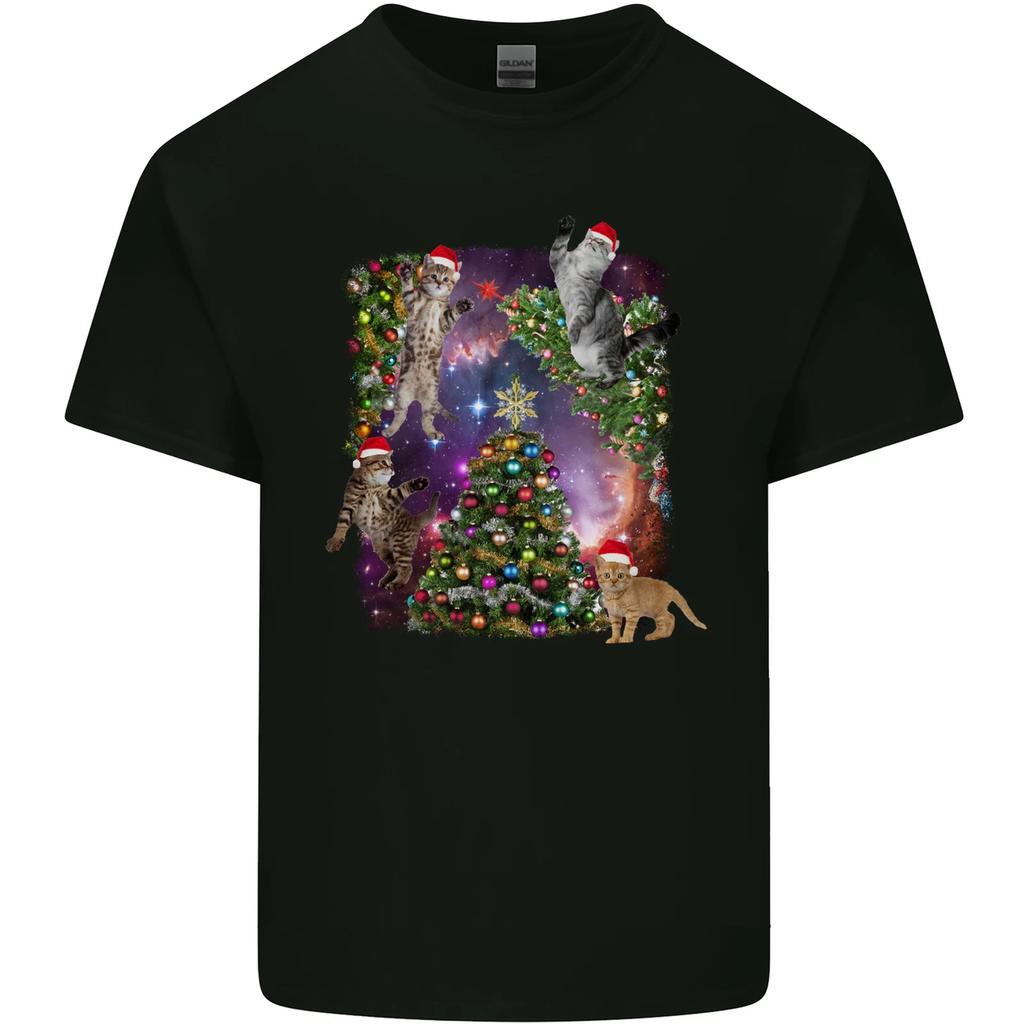 Christmas Cats and Tree Kids T-Shirt Childrens