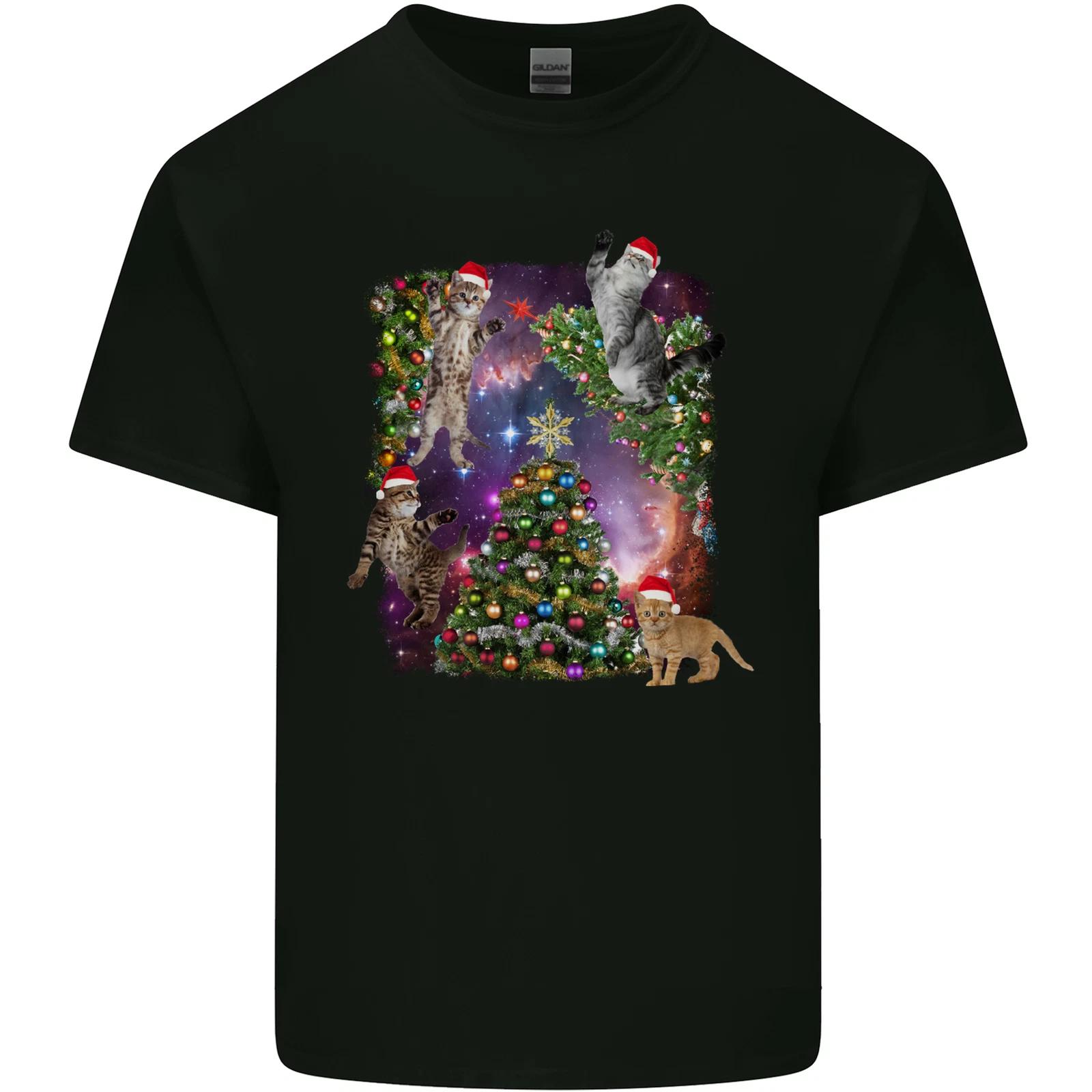 Christmas Cats and Tree Kids T-Shirt Childrens S