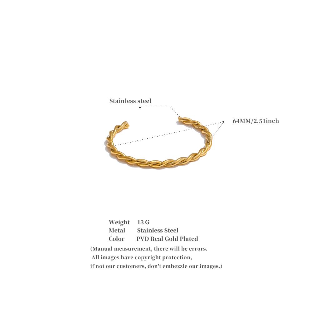 Yhpup Braceletjonc Métal Torsadé en Acier Inoxydable Imperméable Minimaliste Métal Mode Quotidienne Plaqué Or Bijou de Poignet