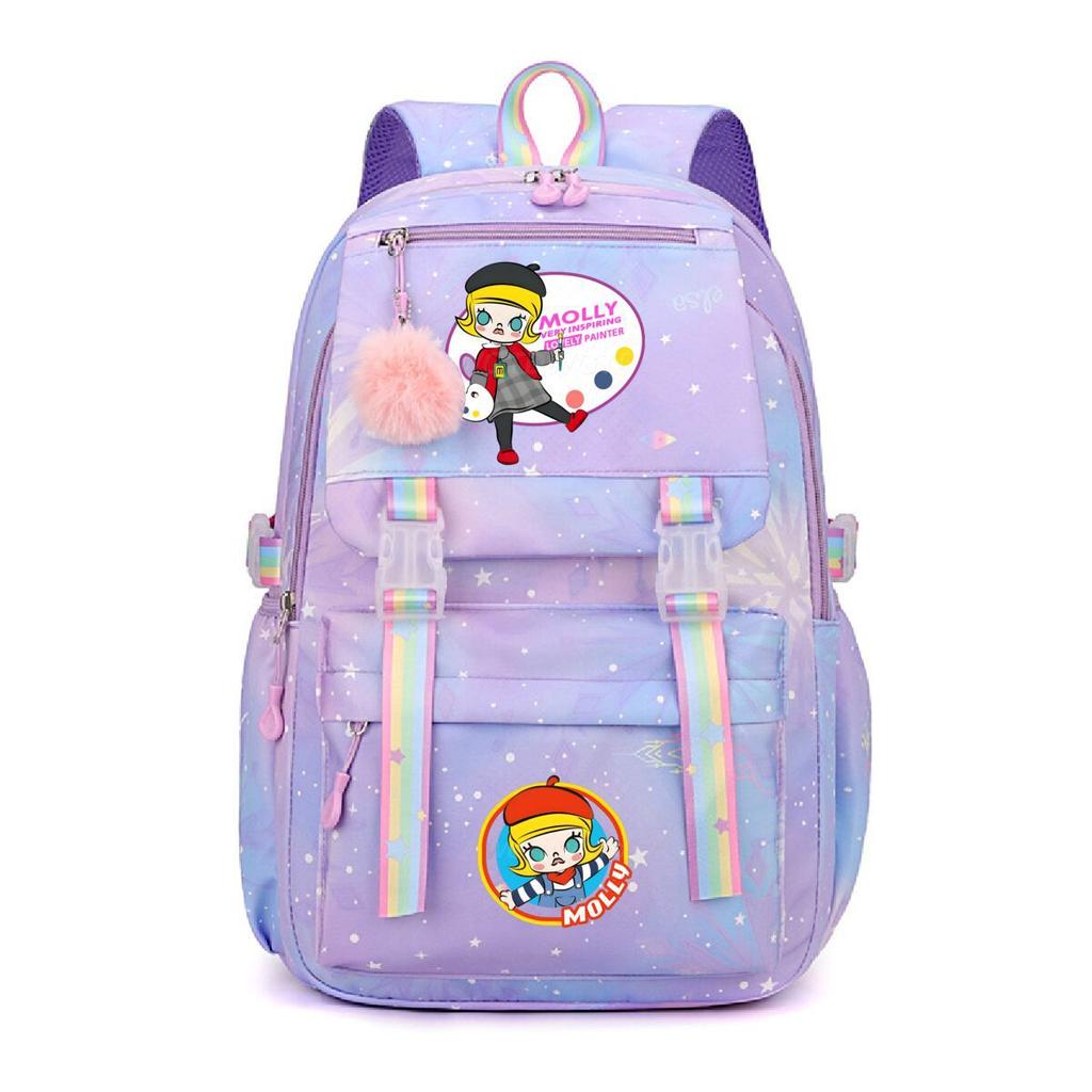 Nova mochila pequena e fofa com estampa de desenho animado da Molly, fresca, de grande capacidade, bolsa escolar