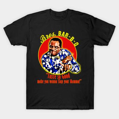 Asian Size Men Print T-shirt Bros Bbq No-Cut Heat Transfer Print Cotton Tshirt