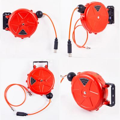 Carrete de manguera de compresor retráctil de 10 m, herramienta de rebobinado automático, carrete comercial con soporte giratorio, acoplador rápido, compresor de aire