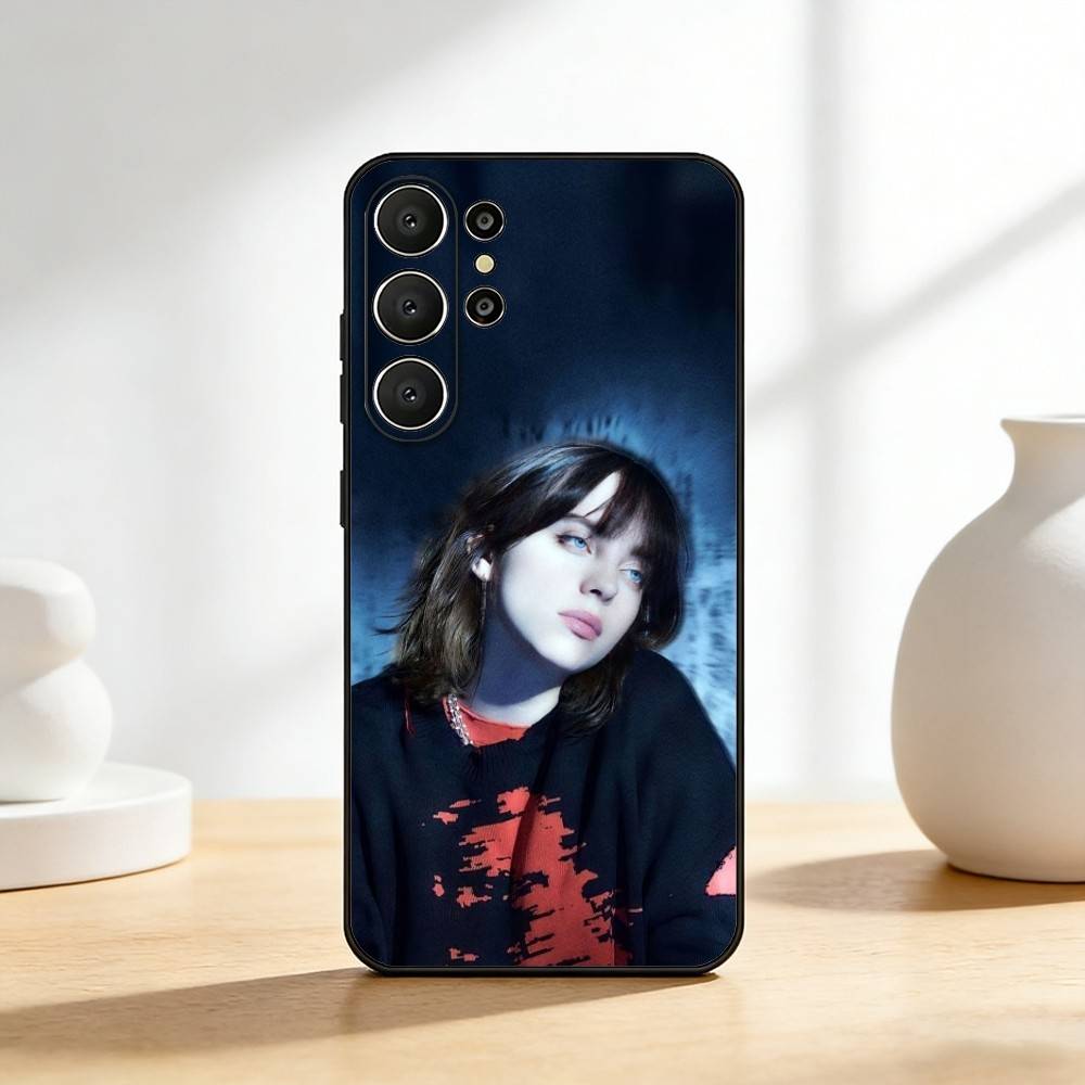 Schöne B-Billie Eilish Sängerin Handyhülle Für Samsung S26,S25,S24,S21,S22,S23,S30,Ultra,S20,FE,Lite,10,9,Schwarze Hülle