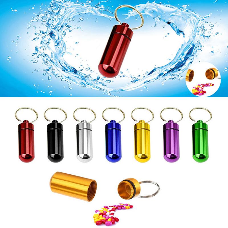 Waterproof Aluminum Pill Box Cache Drug Holder Container Keychain Medicine Box