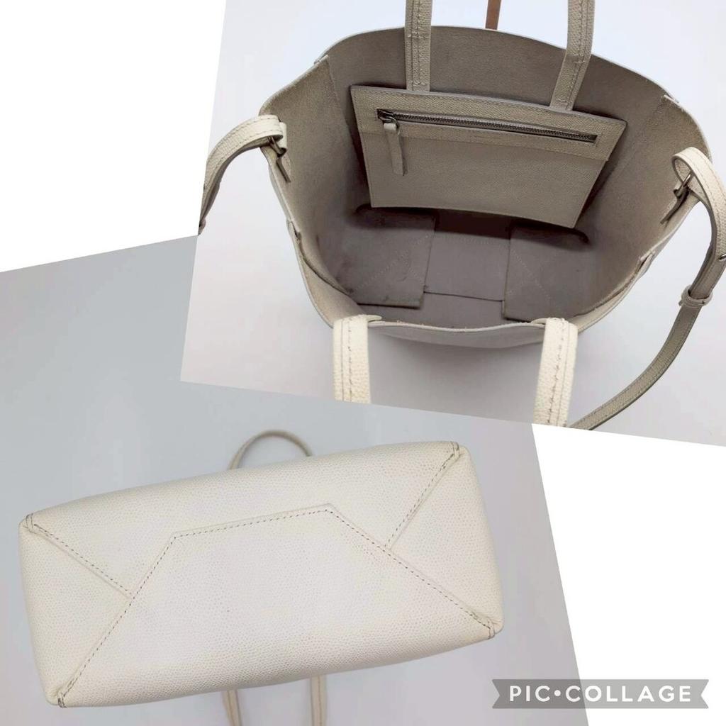 CELINE Vertical Cabas Small 2way Handbag Shoulder Bag Strap Crossbody Genuine Leather White