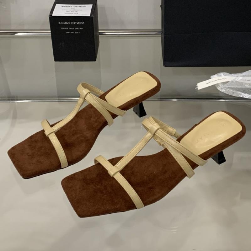 Fashion Sexy Square Toe T -tied Women Sandals Summer Open Toe Hollow Slide Sandals Fashion Thin Heel Comfortable Casual Designer Shoes