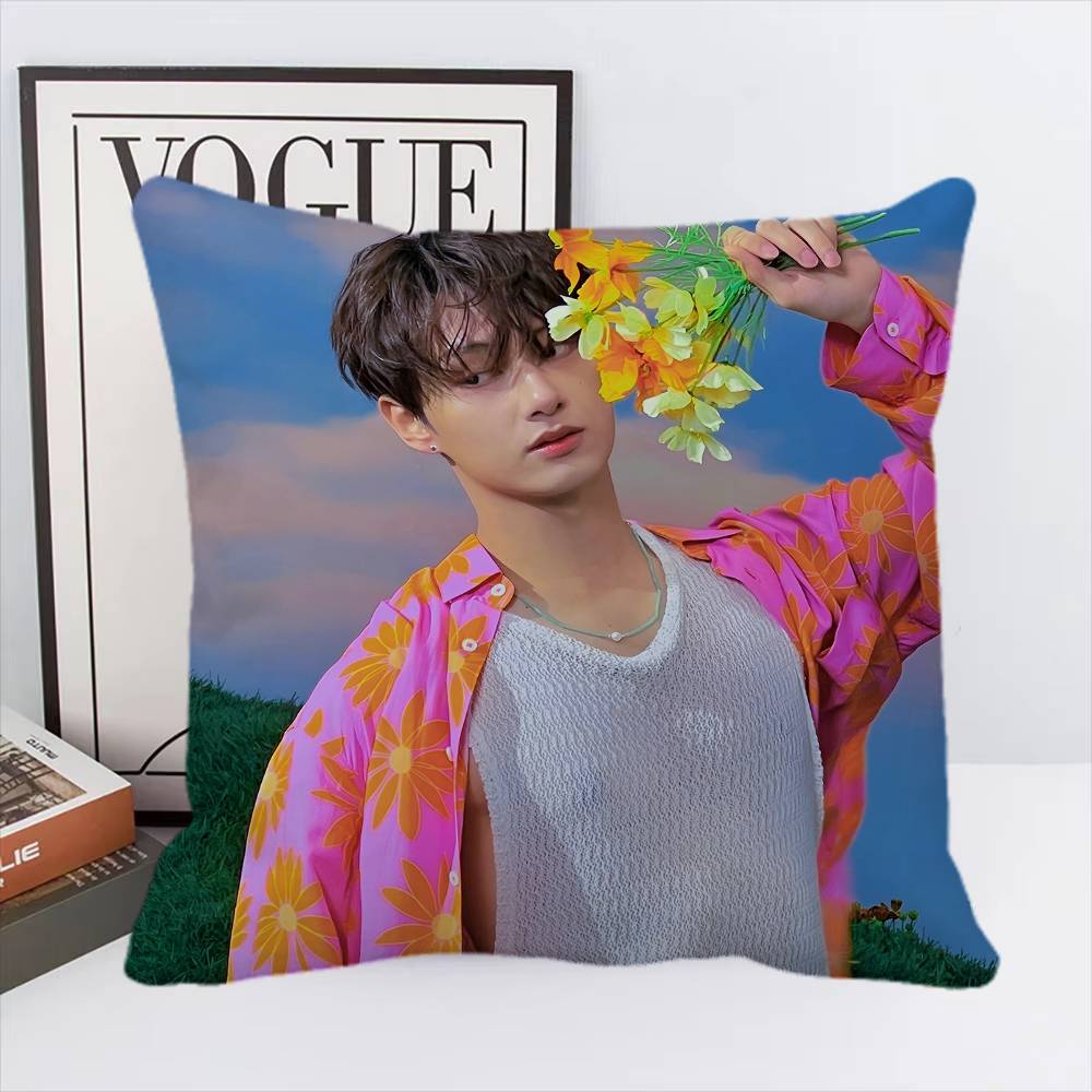 Чехол для подушки Kpop Junhui Wen Квадратная подушка Спальня Диван Подушка для отдыха и комфорта Автомобиль Домашний декор 16x16Inch