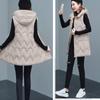 Herbst und Winter Damen Einfarbige Kapuze Lose Verdickung Warme mittellange ärmellose Weste Damenjacke
