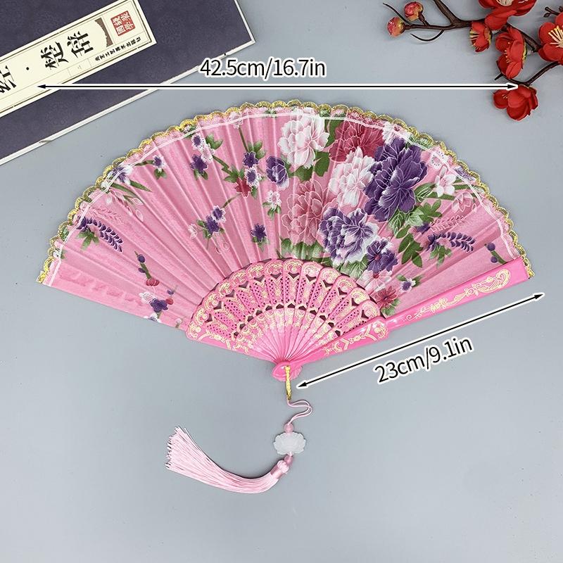Silk Cloth Folding Fan Traditional Chinese Dancing Fans Hand Fan Portable Performance Props Vintage Wedding Party Photo Props