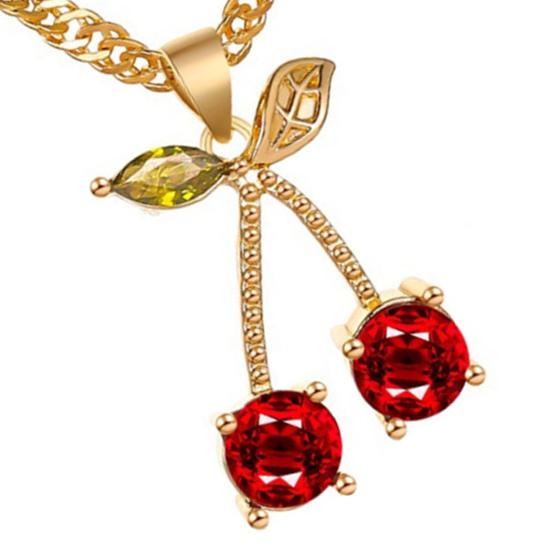 1 Set Halsband Örhänge Kostym Söt Ädelsten Körsbär Dam Enkla Mångsidig Faux Crystal Halsband Tillbehör