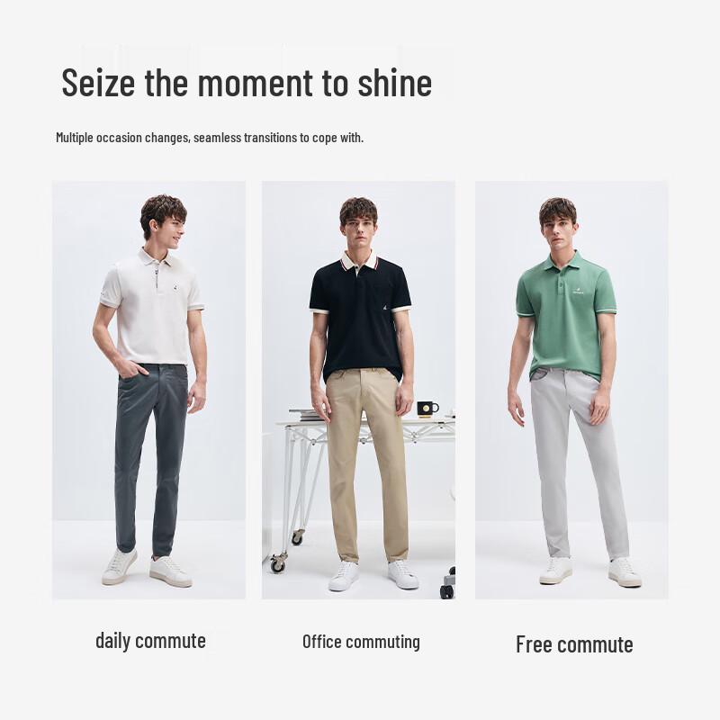 Navigare Men's Iron-Free Slim Fit Casual Thin Long Pants