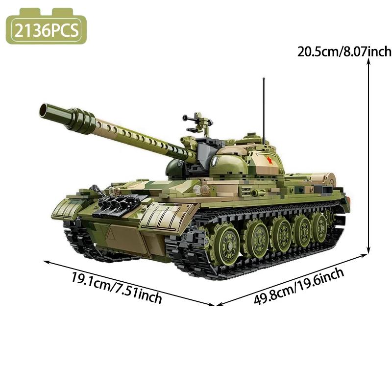 

Military Type 59 Medium Main Battle Tank Building Blocks WW2 Army Soldier Weapons Model Bricks Toys For Boy Birthday Gift MOC