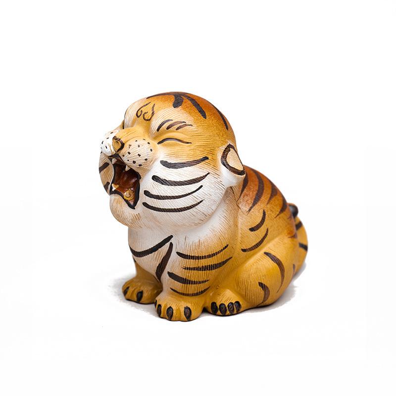 Исинская фиолетовая глина Расписной Маленький Милый Тигр Чайный Питомец Элегантный Чайный Дух Чайная Статуэтка Игрушки для Игры Чайная Статуя Украшения Можно Выращивать