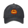 Halloween Pumpkin Patch Washed Canvas Baseball Cap Embroidered Jack O Lantern Hat for Unisex Women