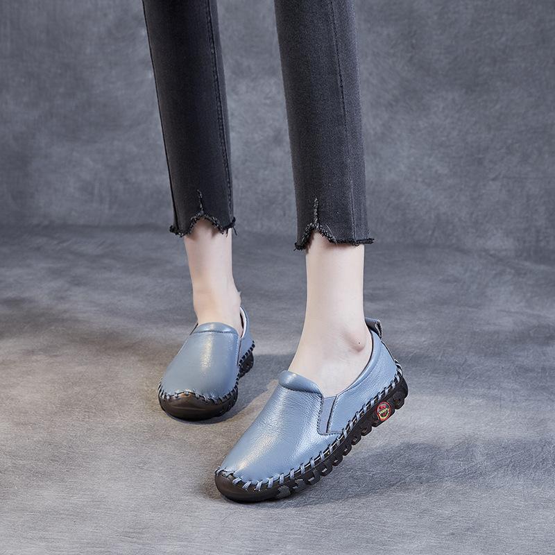 2025 Summer New Product Hand-sewn Mother Maternity Shoes Soft Sole Soft Surface First Layer Cowhide One Pedal Casual Shoes