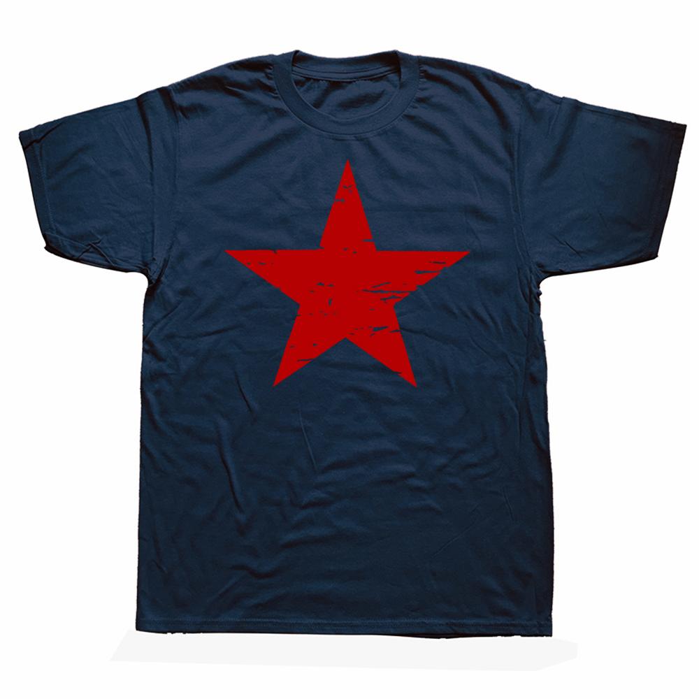 EU Size Cotton T Shirt Red Communist Star Tee Tops Round Neck ShortSleeve Karl Marx Tshirt Clothing Casual Basic Tshirts S
