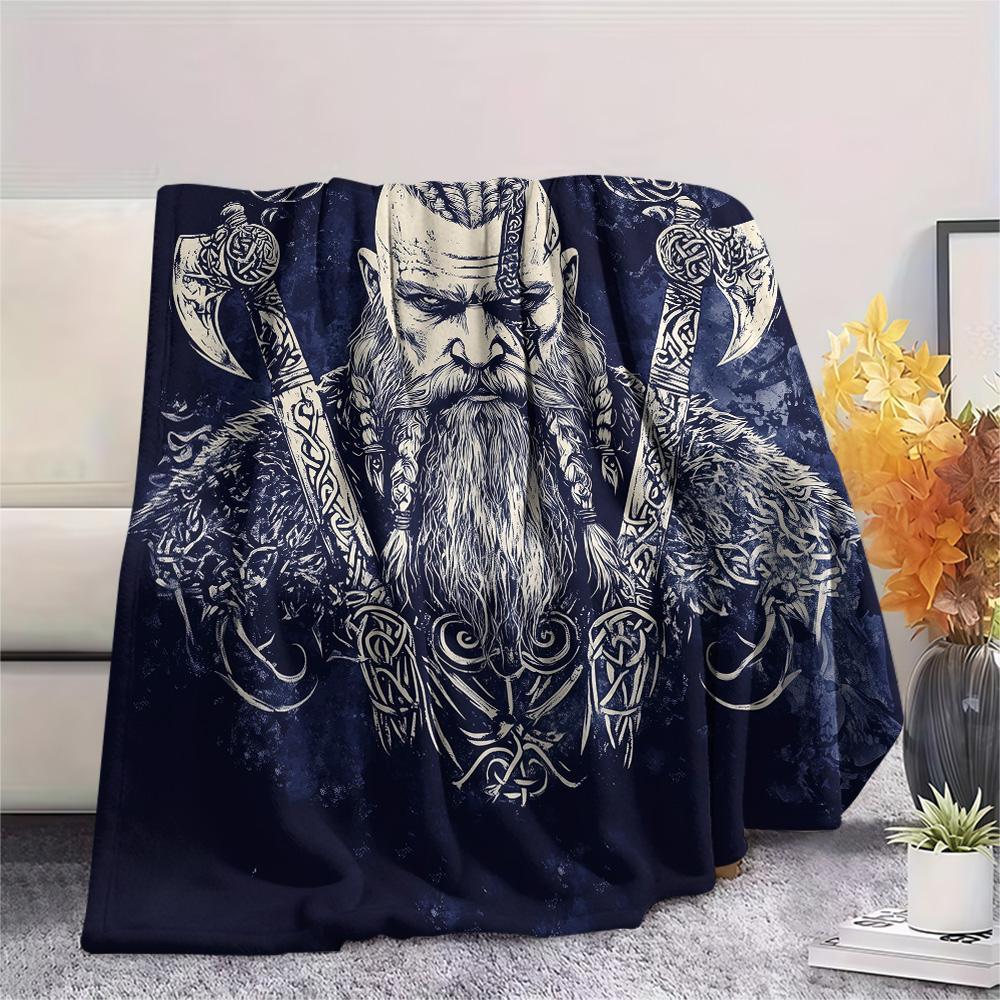 Viking Warrior  Print Flannel Blanket, High quality Comfortable for All Seasons, Home Decor, Warmth and Comfort