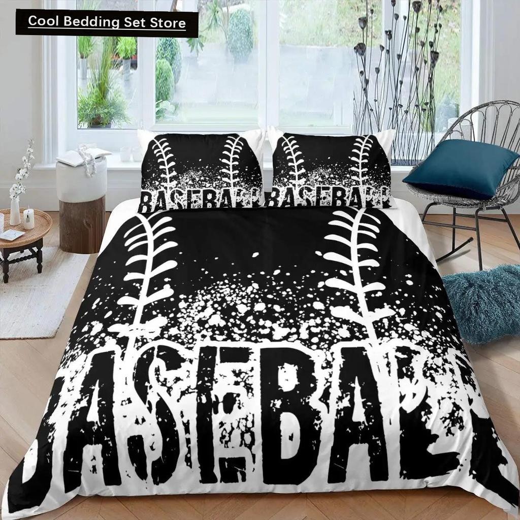 Comforter 3D Sports Baseball Sports Games Theme Ball Bedding Set Golden Flame Polyester Comforter Full Size Kids Boys
