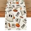 Beige Ghost Pumpkin Camdy Halloween Table Runner,Seasonal Fall Kitchen Dining Table Decoration for Home Party Decor