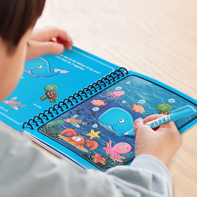 3/5pcs Water Drawing Book with Refillable Water Pen Magic Painting Drawing Board Reusable Cartoon Pattern Gift for Boy Girls TMZ