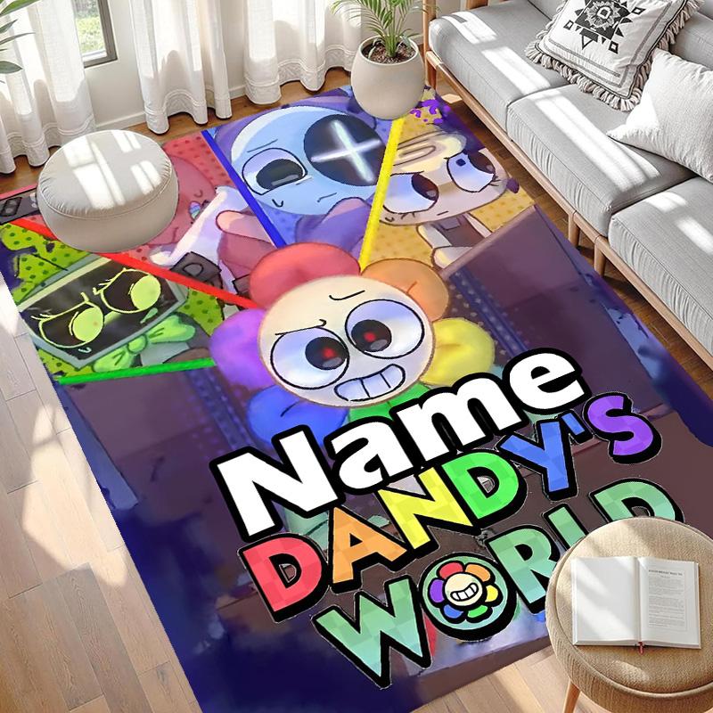 Custom Name Personalized Dandy's World Print Carpet, Versatile Home Decor Rug, for Playroom, Apartment, Balcony, Entryway, Hallway Gift