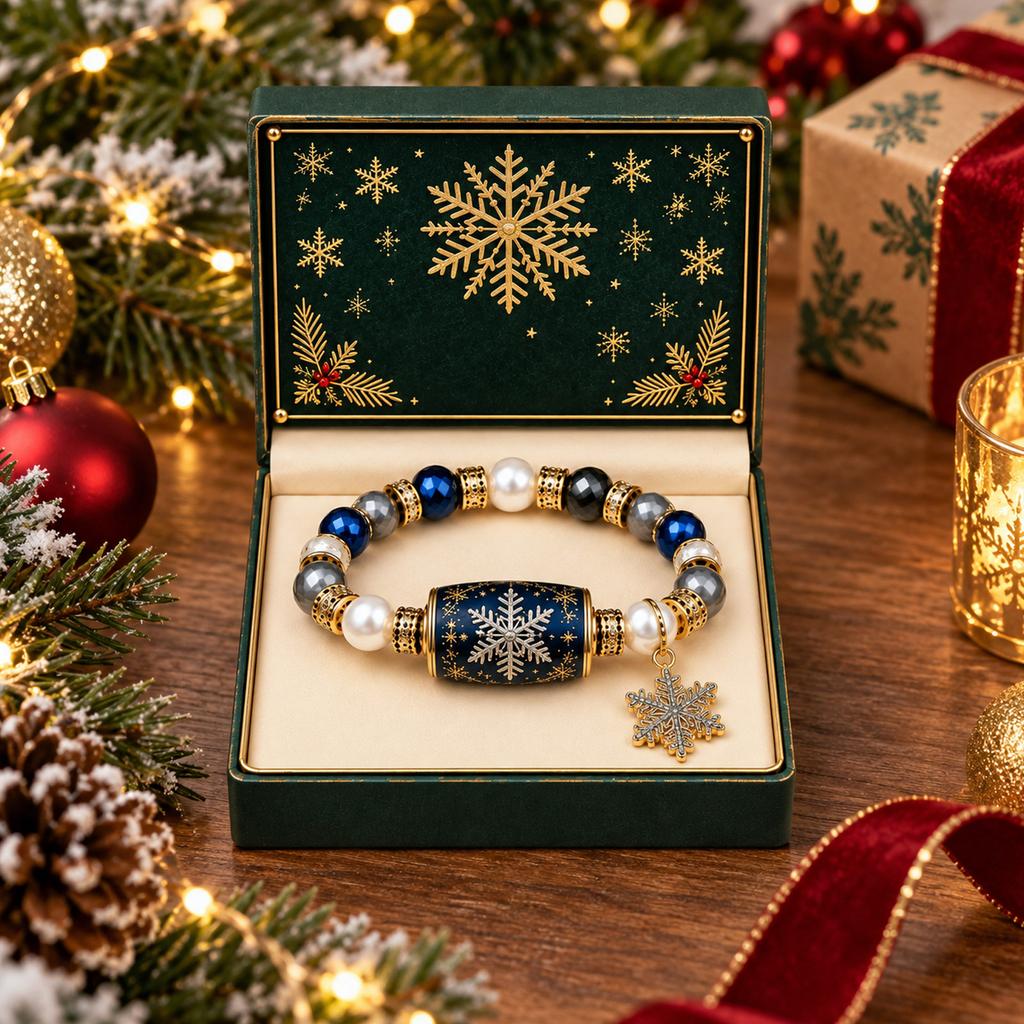 Festive Christmas Themed Beaded Bracelet for Women Holiday Party Jewelry Gift Accessory