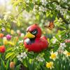 Funny 3D Printed Red Bird Figurine, Bird Desk Car Dashboard Decor Funny Gift for Adults, Creative Statue for Garden Yard Balcony Living Room Bedroom