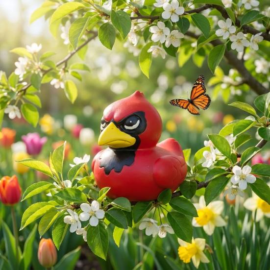 Funny 3D Printed Red Bird Figurine, Bird Desk Car Dashboard Decor Funny Gift for Adults, Creative Statue for Garden Yard Balcony Living Room Bedroom