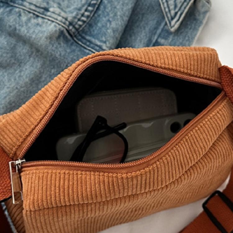 Contemporary Corduroy Sling Bag for Ladies Versatile Shoulder Bags with Zipper
